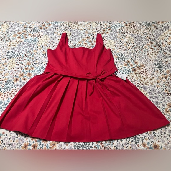NWT!  ASOS Scoop-neck Mini Dress with wrap pleat hem in Red - Picture 4 of 14